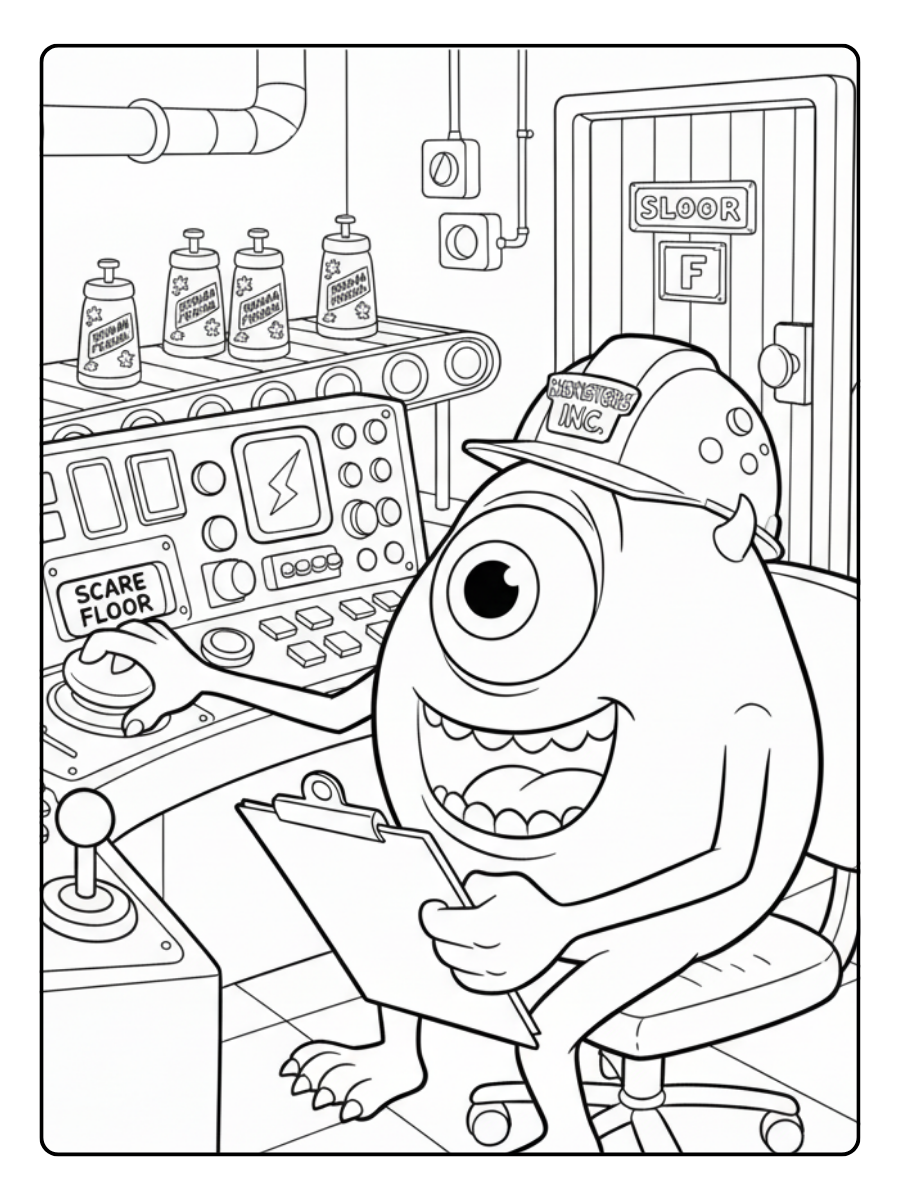 Mike Wazowski Coloring Pages – Mike at Work
