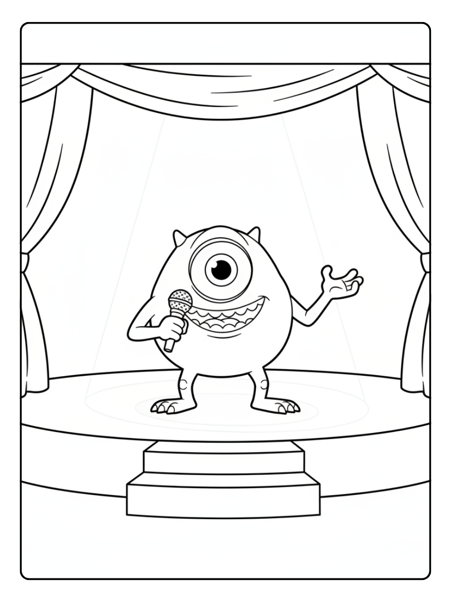 Mike Wazowski Coloring Pages – Mike on Stage
