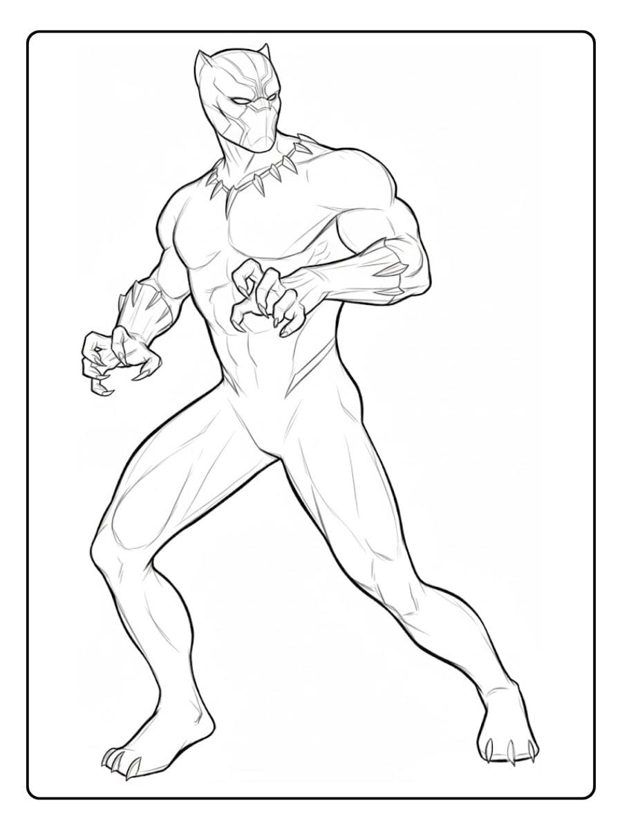 Minimalist Black Panther Line Art Coloring Pages (2)
