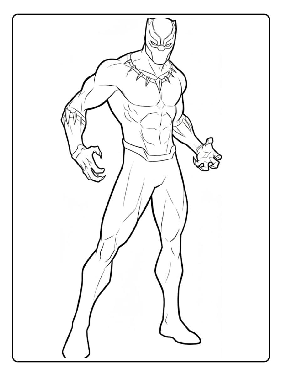 Minimalist Black Panther Line Art Coloring Pages