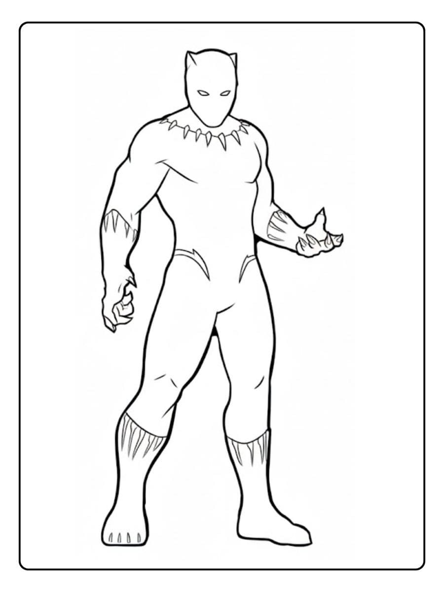 Minimalist Black Panther Outline Free Coloring Pages