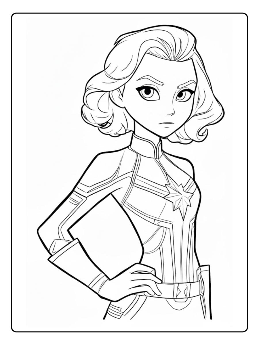 Minimalist Captain Marvel Outline Coloring Pages