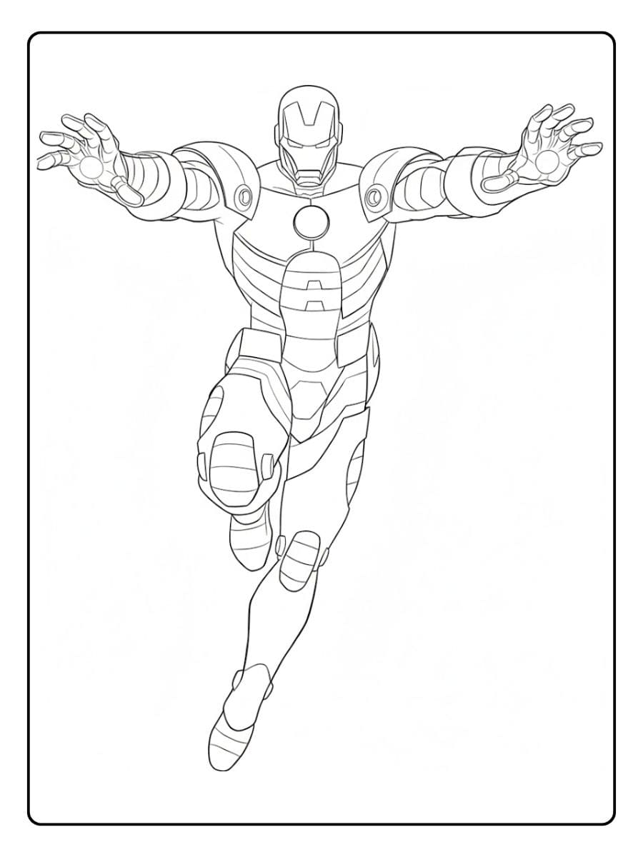 Minimalist Flying Iron Man Coloring Pages Sketch