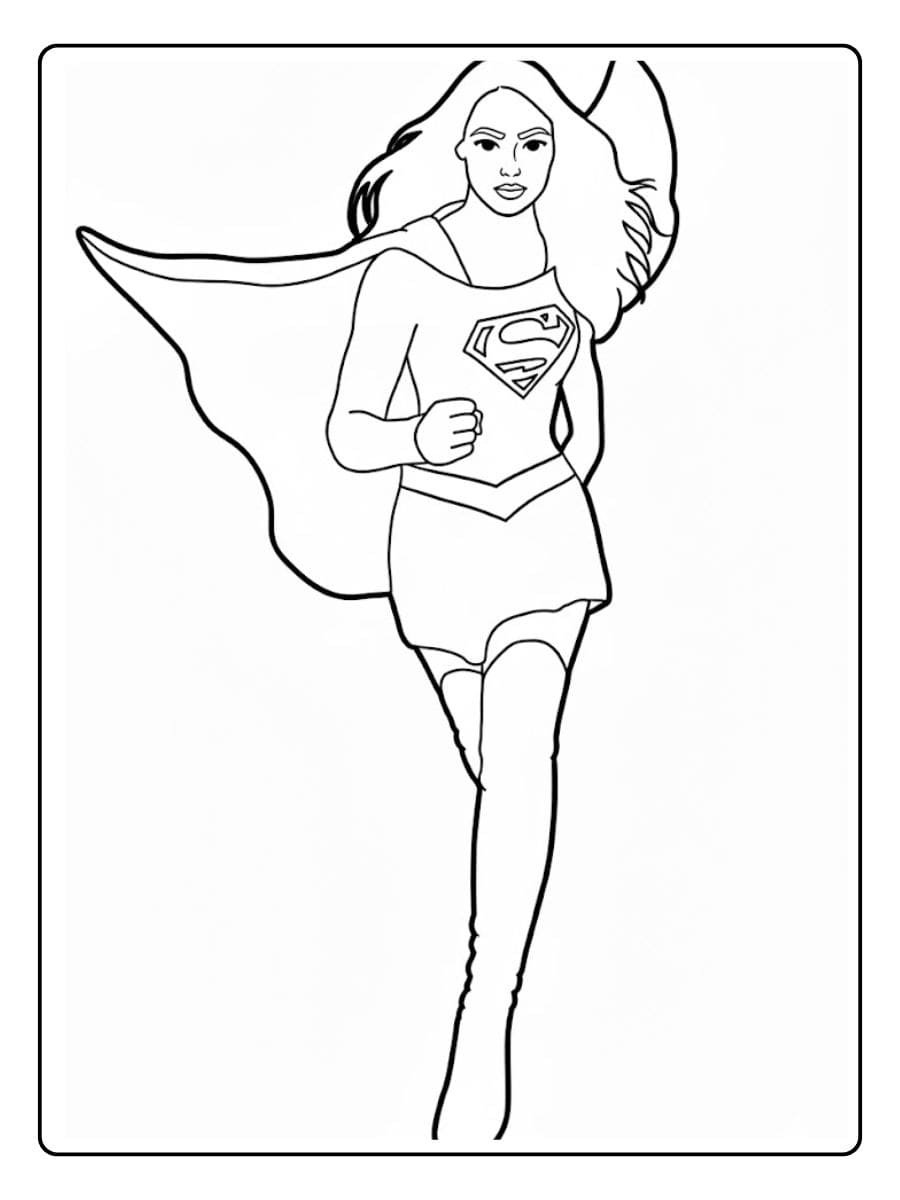 Minimalist Supergirl Sketch Coloring Pages