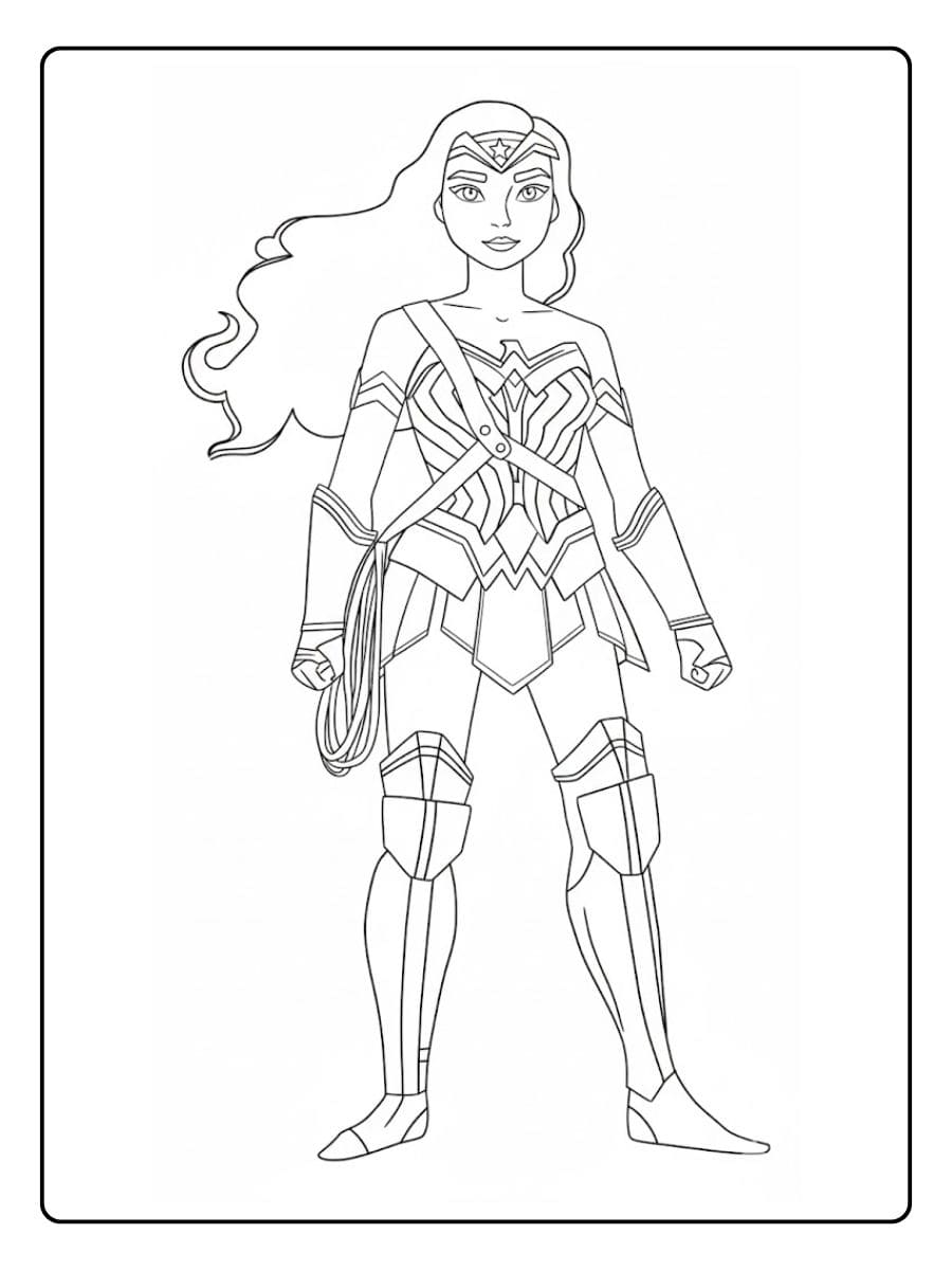 Minimalist Wonder Woman Outline Free Coloring Page