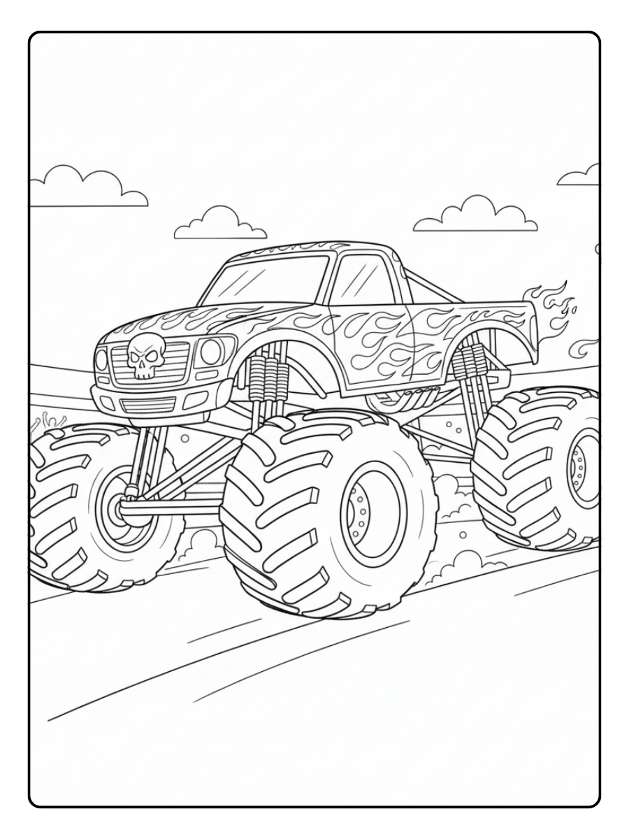 Monster Truck Coloring Pages – Fire Monster Truck
