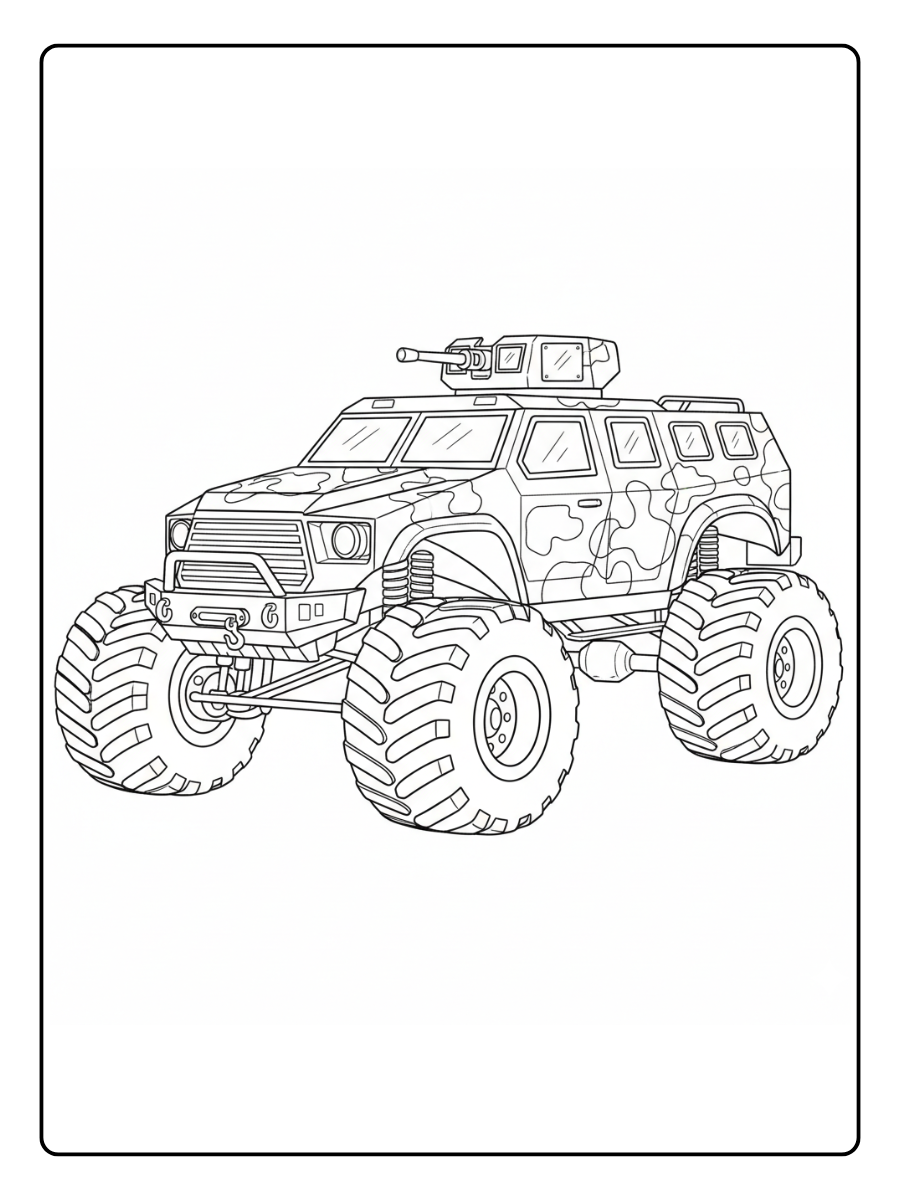 Monster Truck Coloring Pages – Military Monster Truck