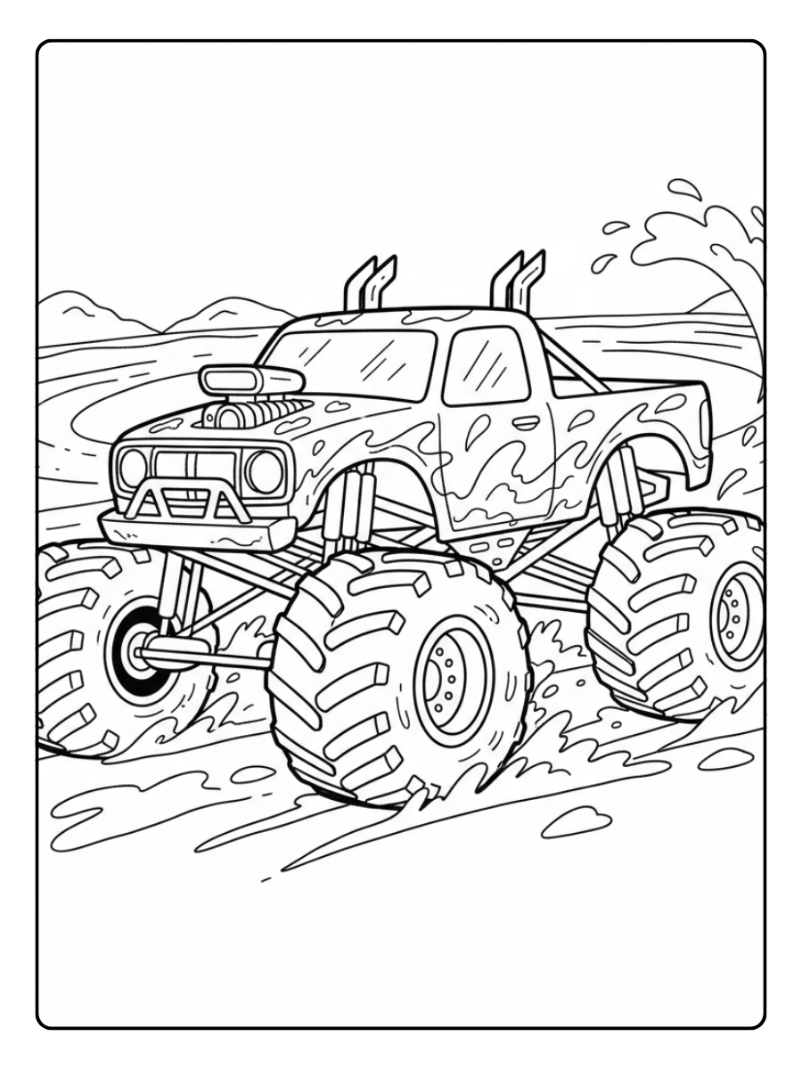 Monster Truck Coloring Pages – Mud Racing Truck