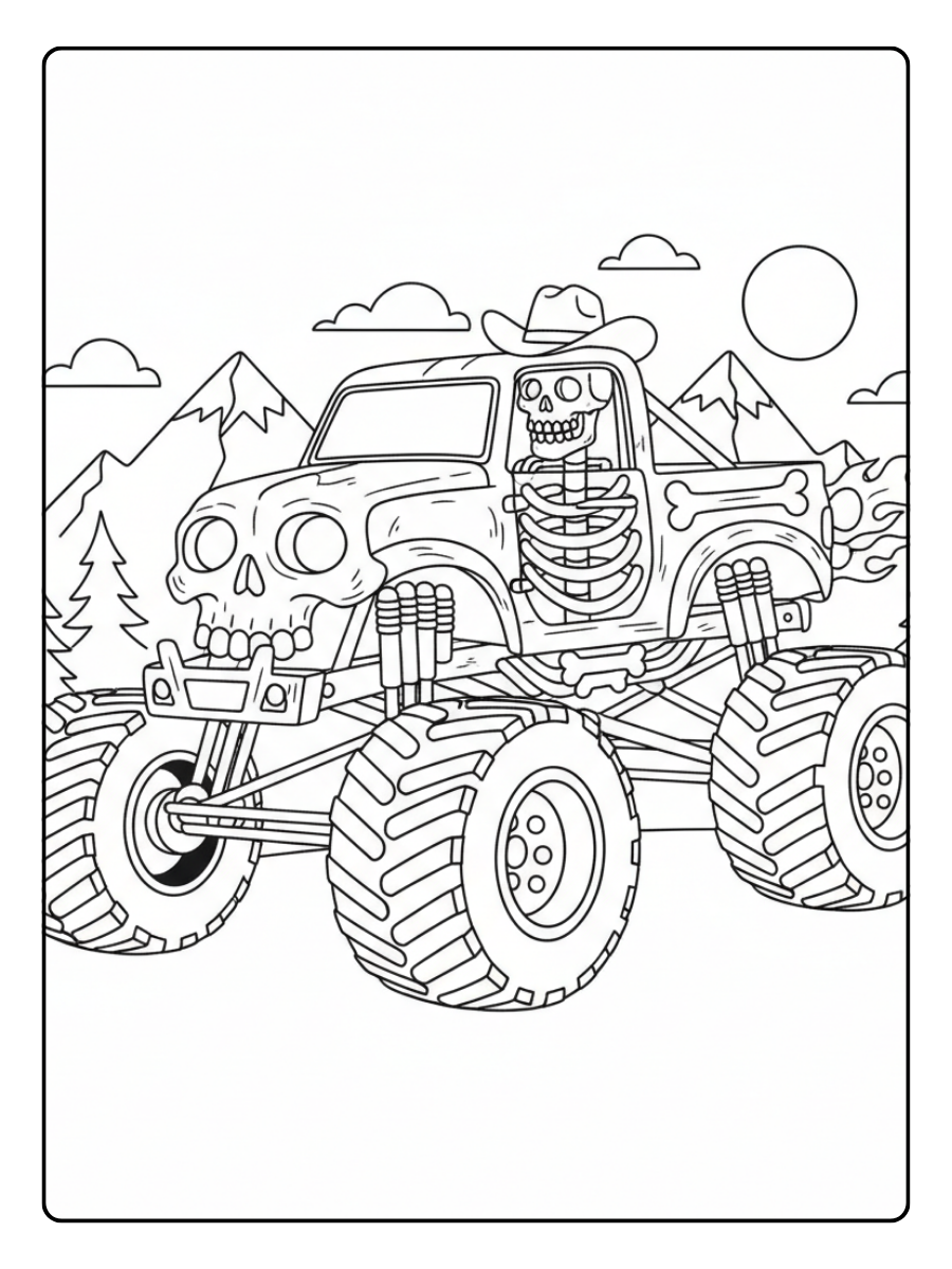Monster Truck Coloring Pages – Skeleton Truck