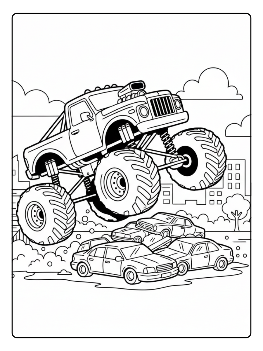 Monster Truck Coloring Pages – Stunt Monster Truck