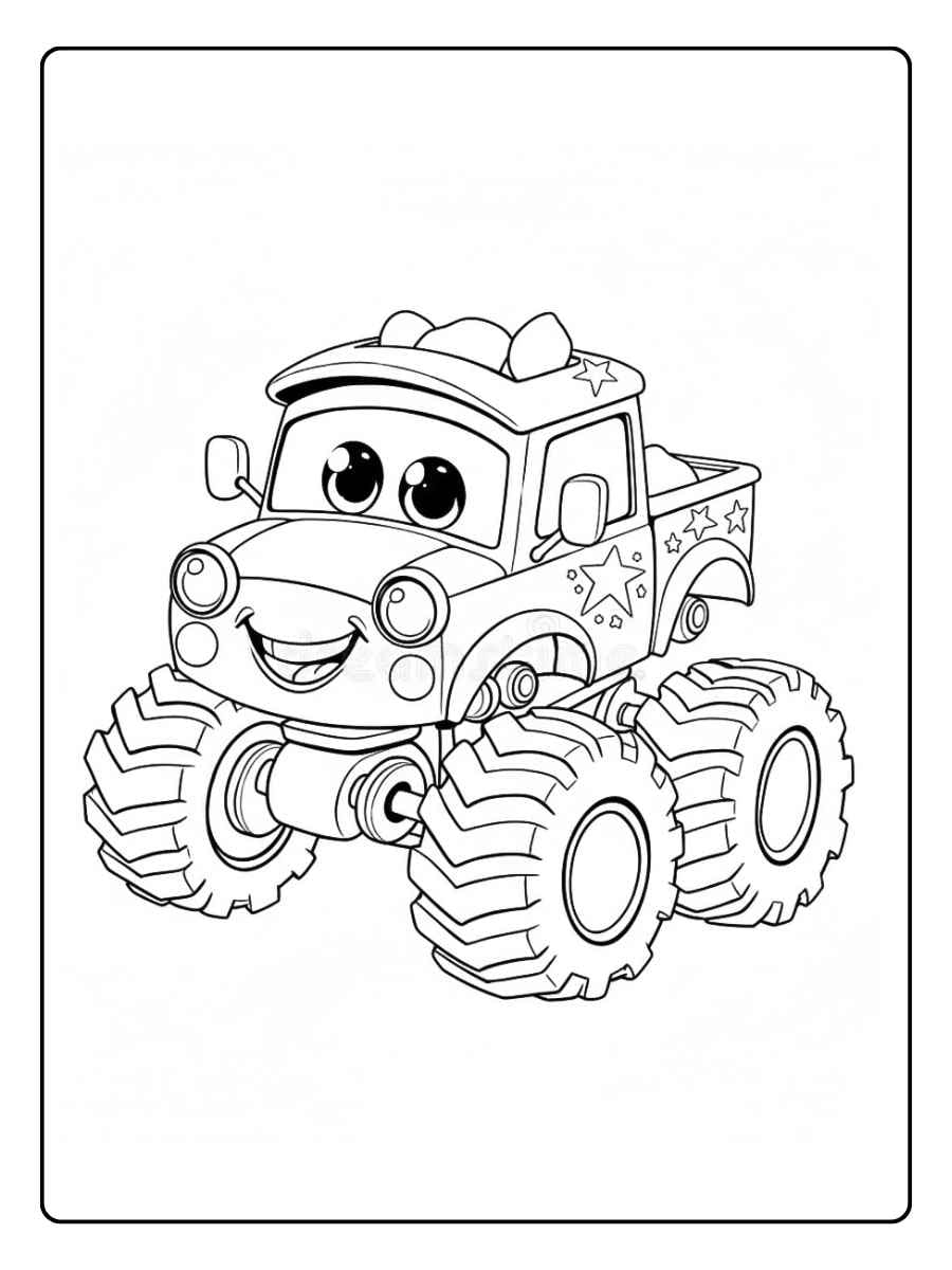 Monster truck coloring pages cheerful monster truck with raised suspension