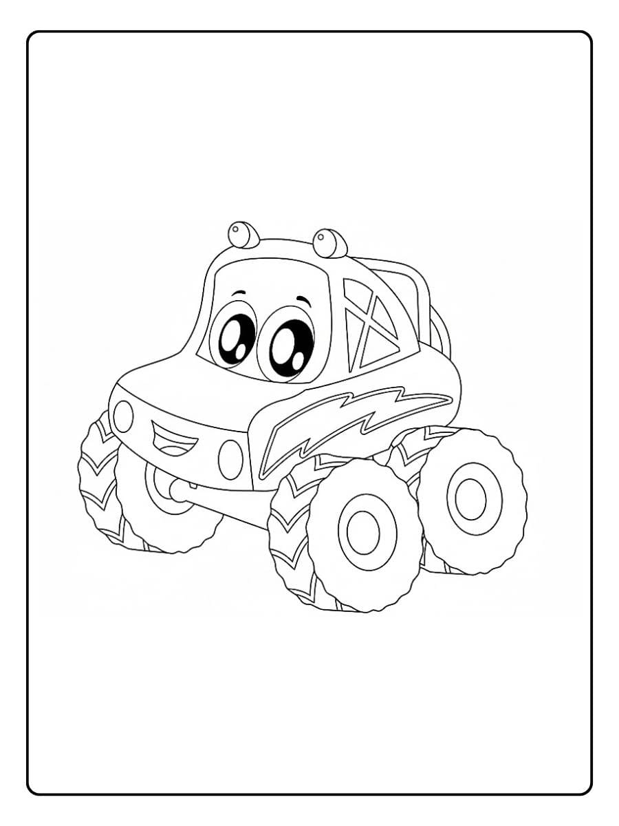 Monster truck coloring pages cute cartoon monster truck for kids