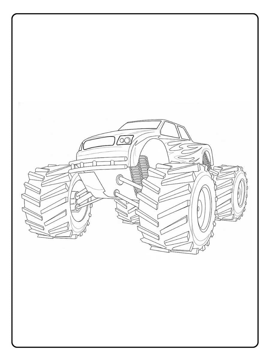 Monster truck coloring pages detailed realistic monster truck front view