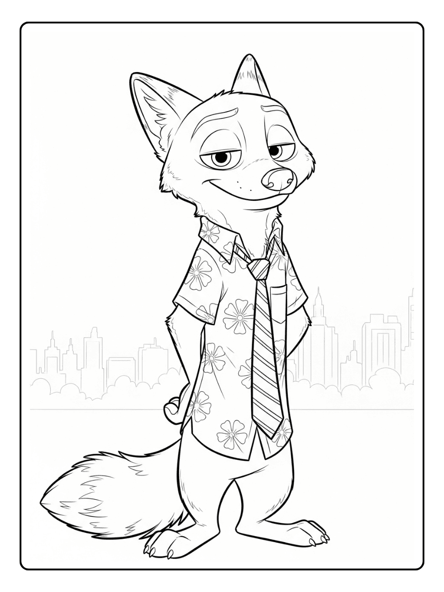 Nick Wilde Zootopia Coloring Pages