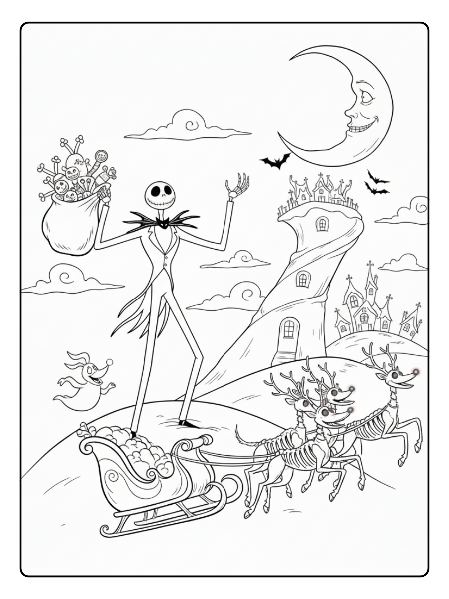 Nightmare Before Christmas Coloring Pages – Classic Movie Scene