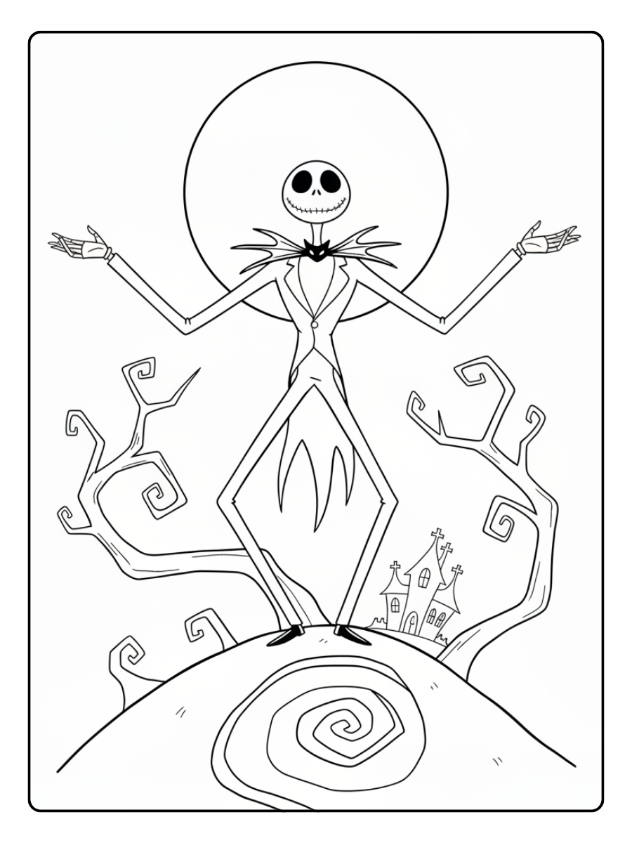 Nightmare Before Christmas Coloring Pages – Jack Skellington Iconic Pose