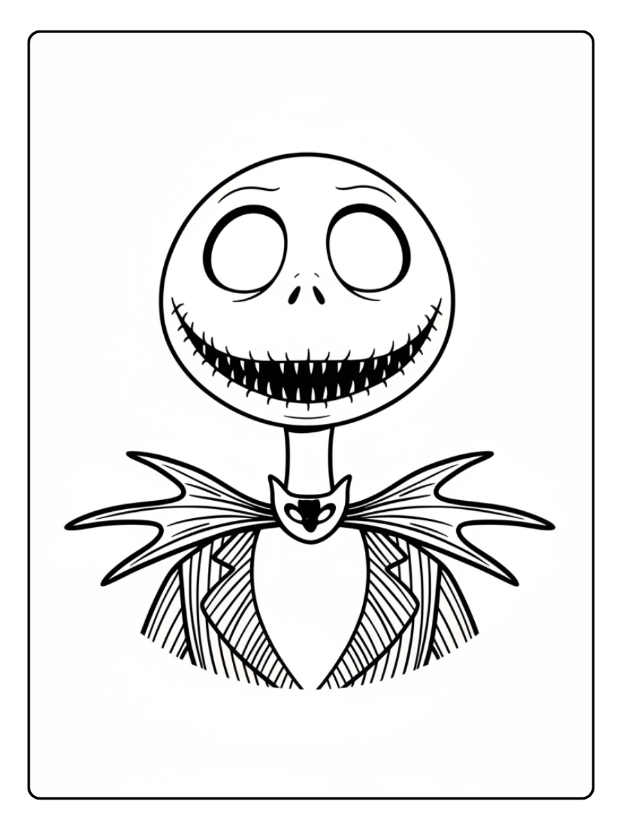 Nightmare Before Christmas Coloring Pages – Jack Skellington Portrait