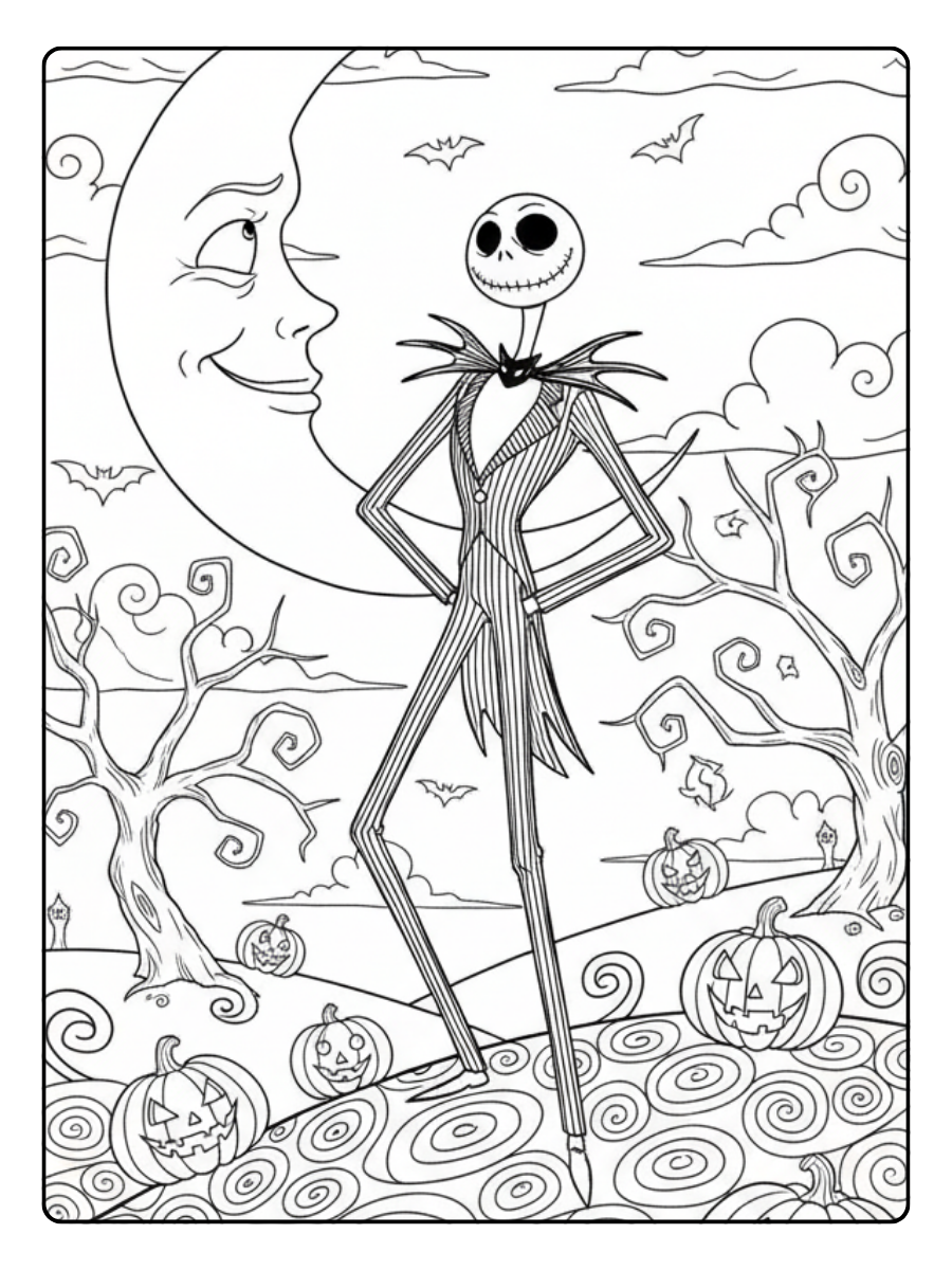 Nightmare Before Christmas Coloring Pages – Jack Skellington Poster Style