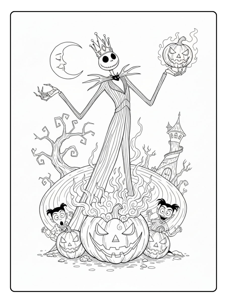 Nightmare Before Christmas Coloring Pages – Jack Skellington Pumpkin King