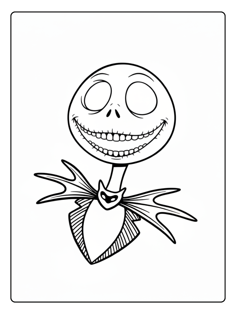 Nightmare Before Christmas Coloring Pages – Jack Skellington Smiling