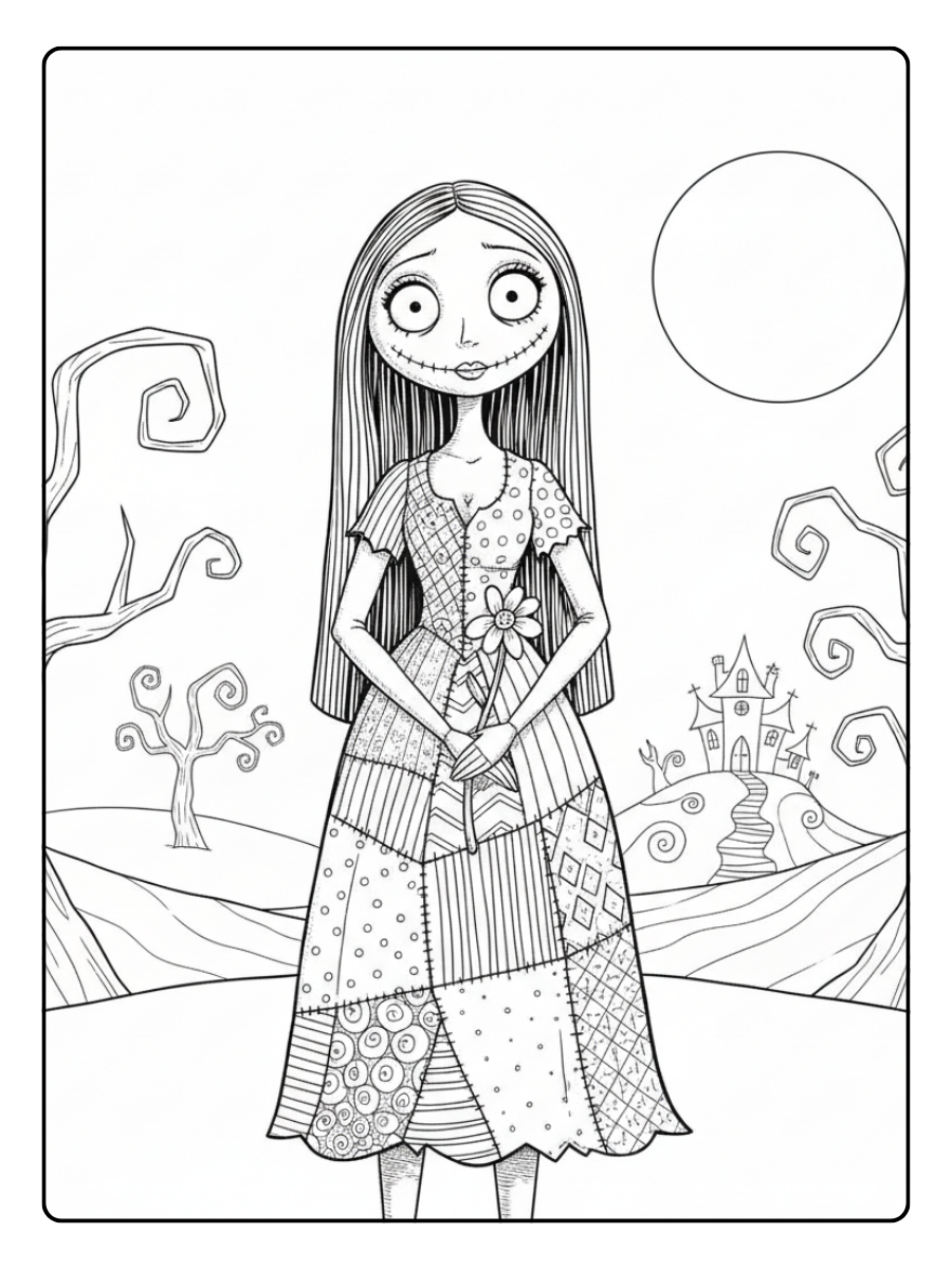 Nightmare Before Christmas Coloring Pages – Sally Doll Style