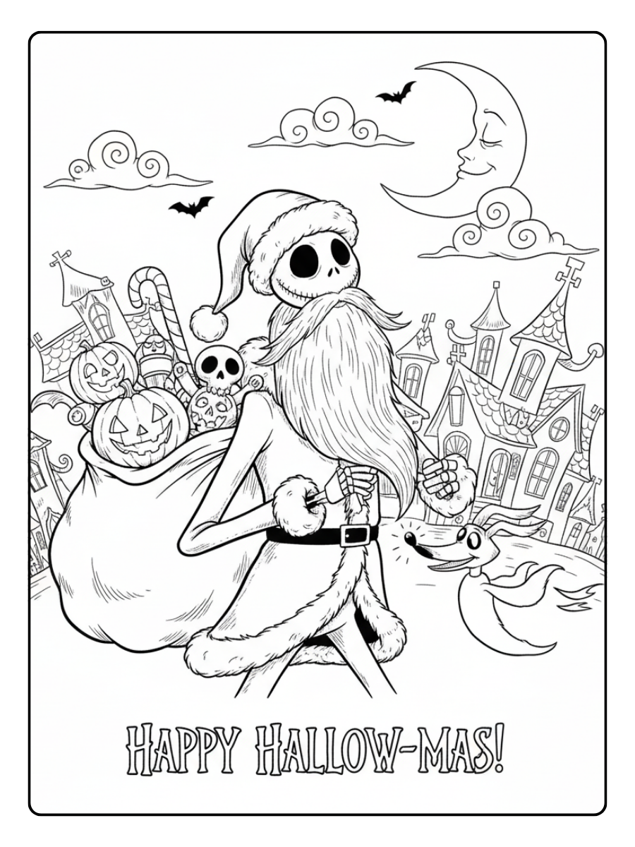 Nightmare Before Christmas Coloring Pages – Spooky Cute Scene