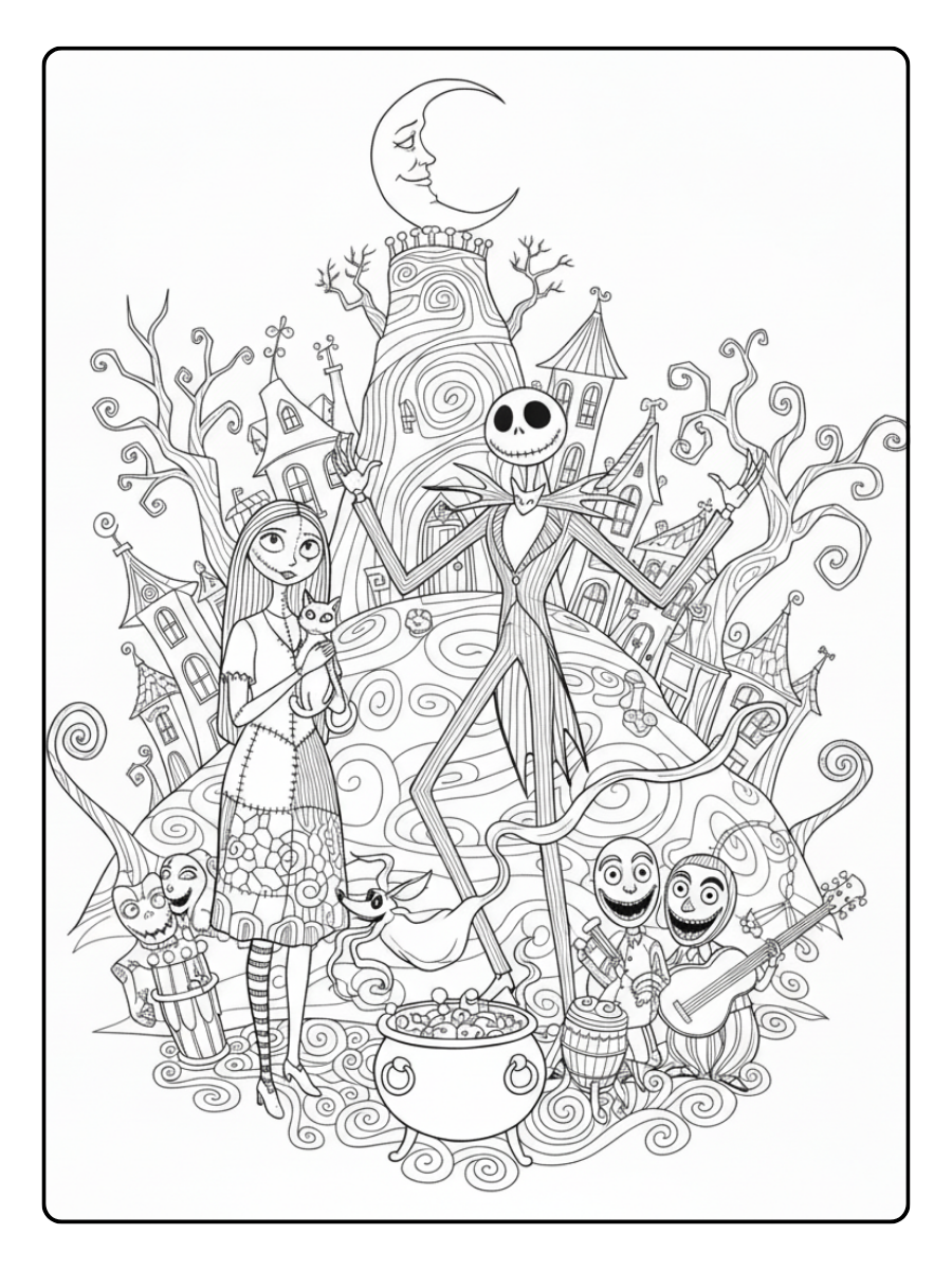 Nightmare Before Christmas Coloring Pages – Tim Burton Style