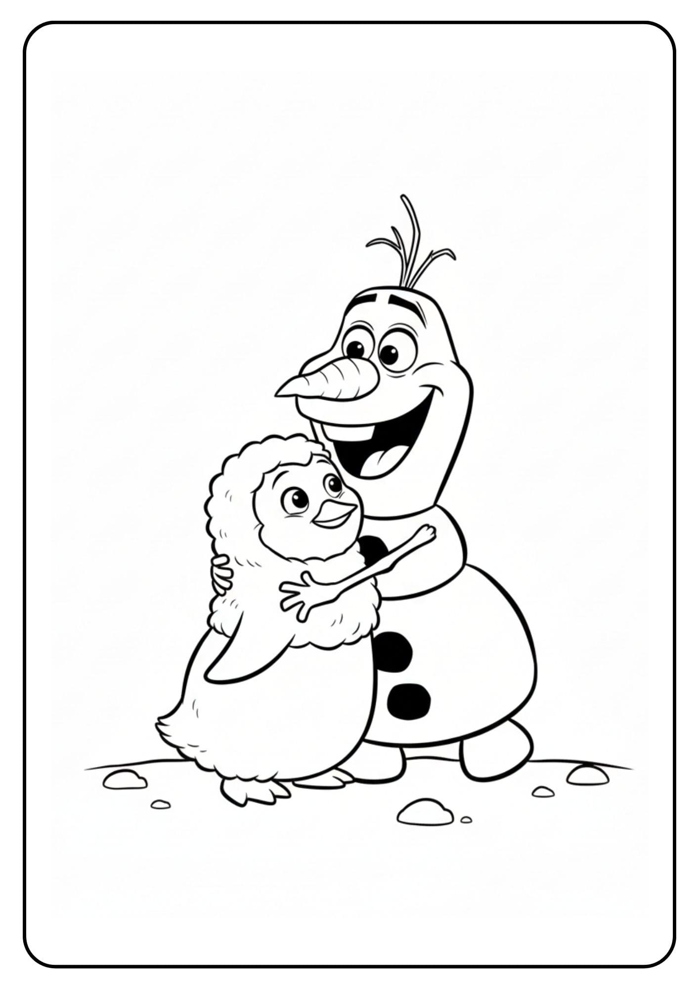 Olaf Coloring Page Hugging