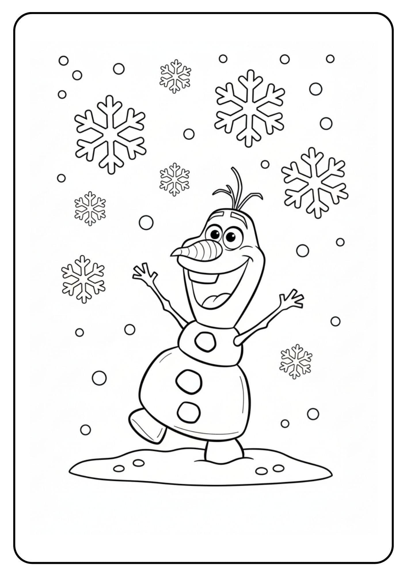 Olaf Coloring Page Snow Falling