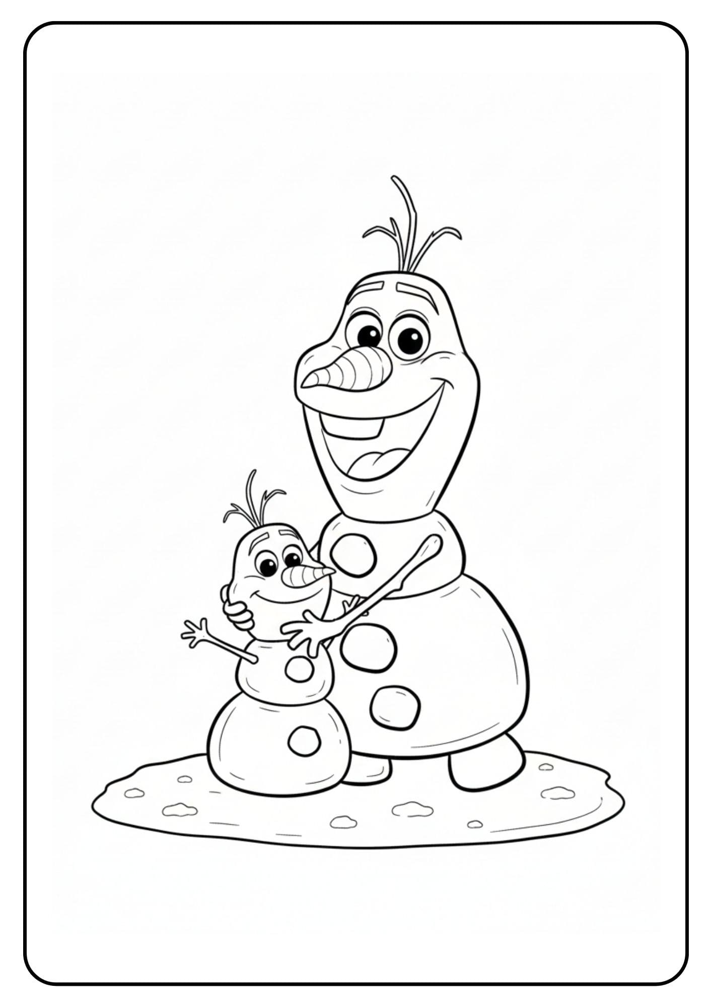 Olaf Coloring Page With Snowman