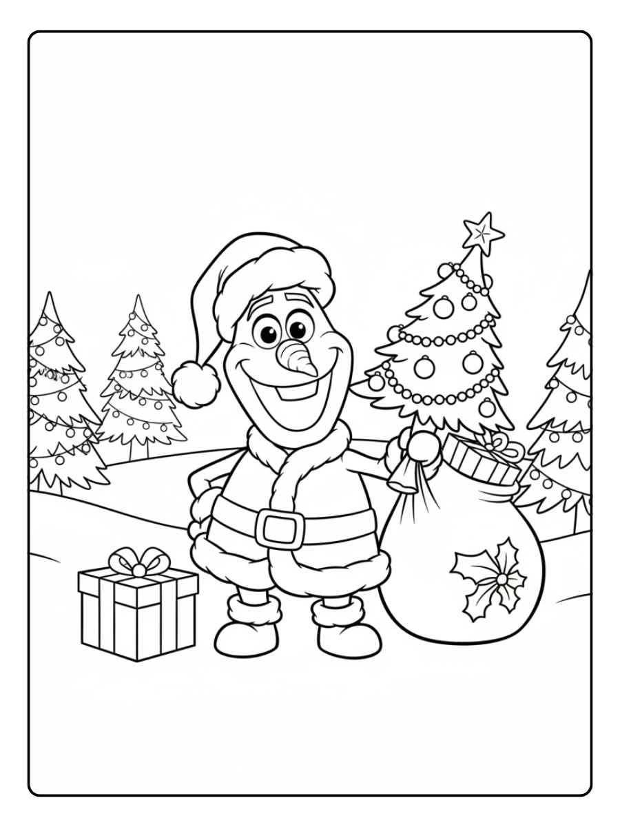 Olaf Coloring Pages – Olaf Christmas Style