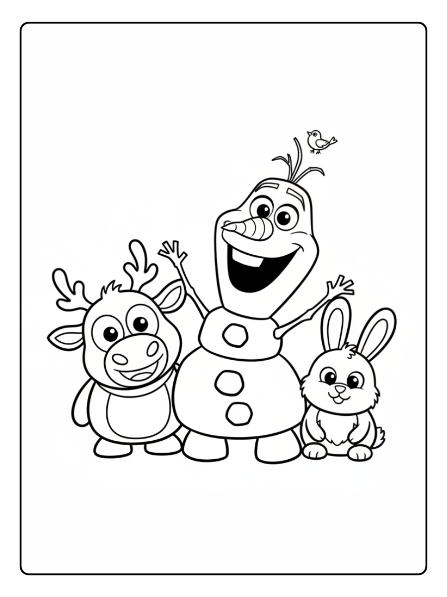 Olaf Coloring Pages – Olaf Friendship Scene