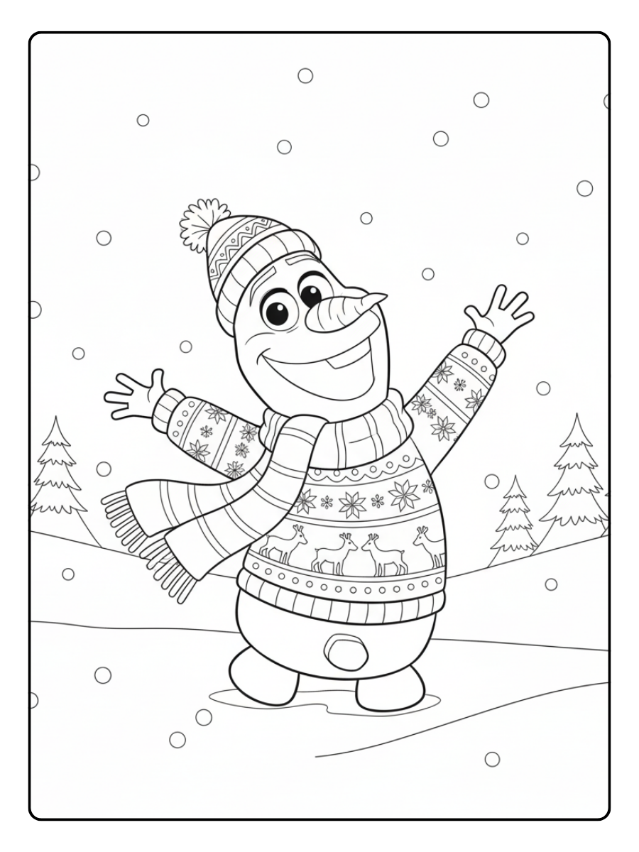 Olaf Coloring Pages – Olaf Holiday Outfit