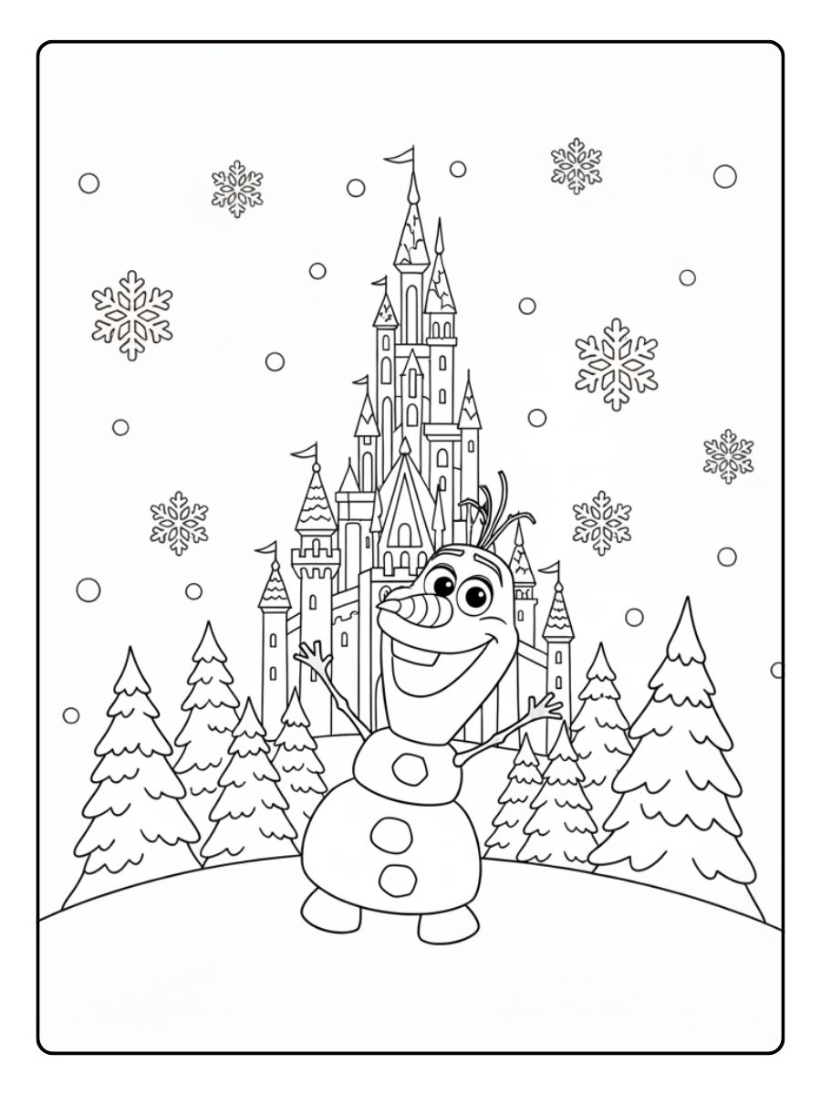 Olaf Coloring Pages – Olaf Winter Scene