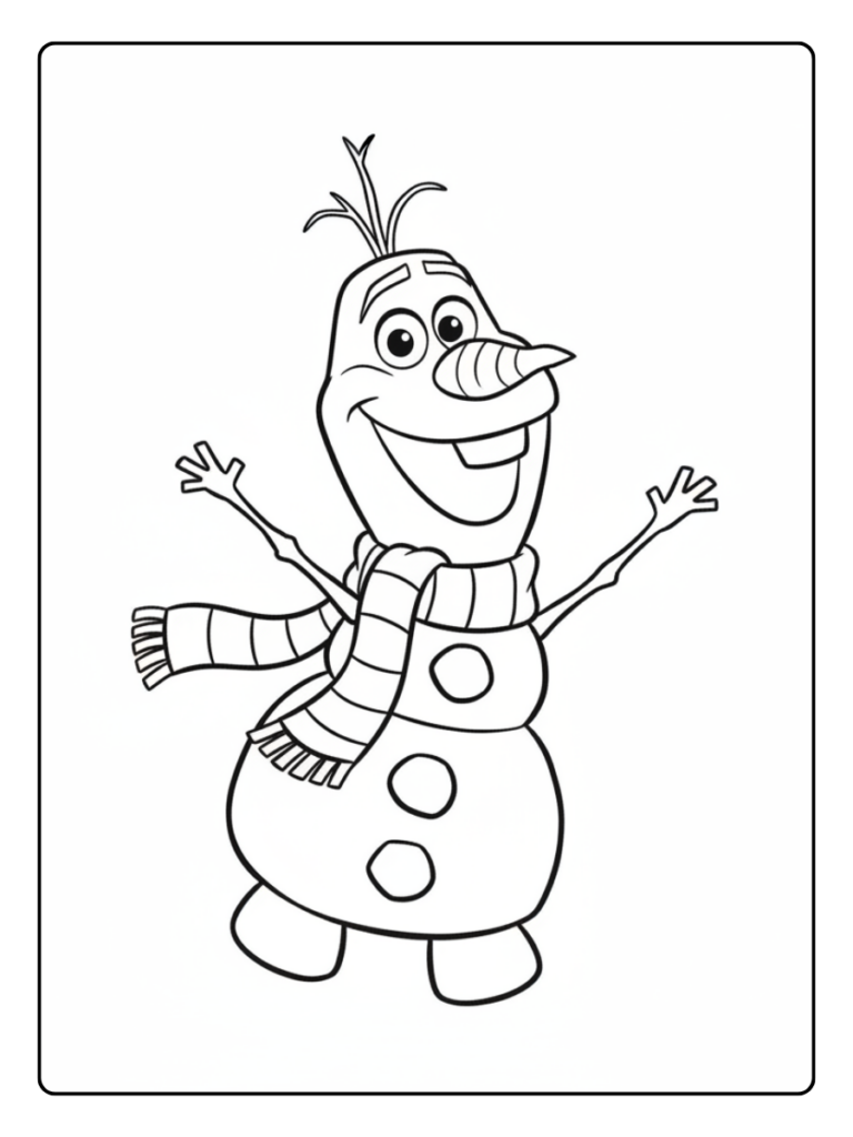 Olaf Coloring Pages – Olaf with Scarf