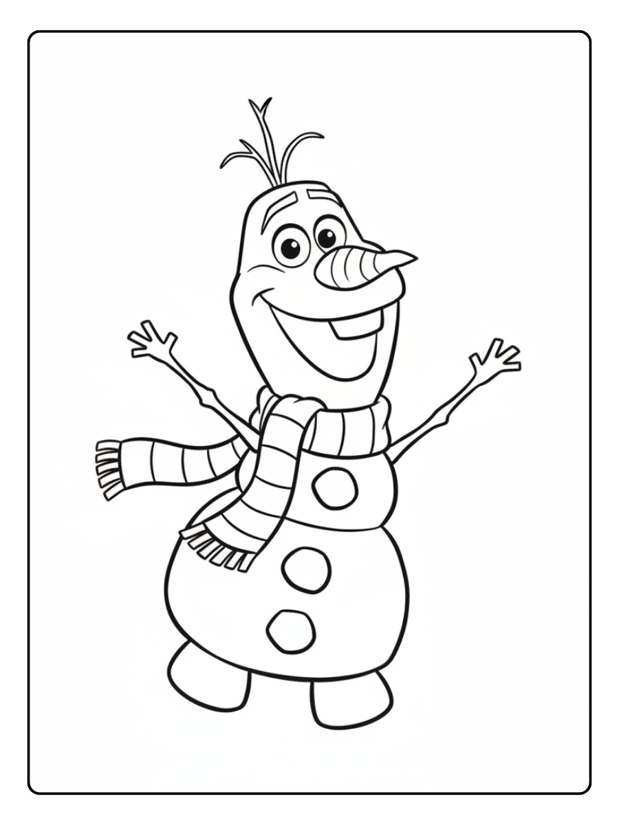 Olaf Coloring Pages – Olaf with Scarf