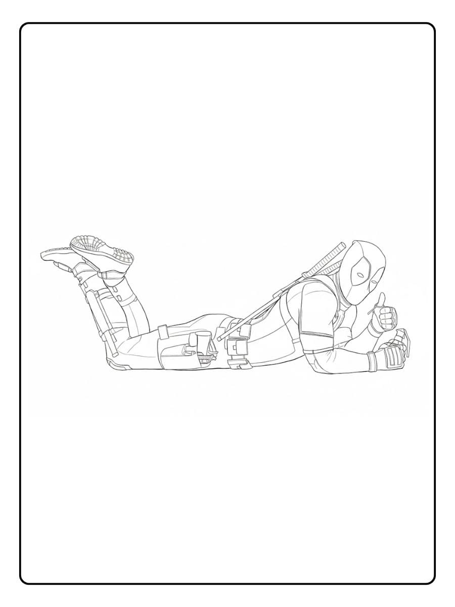 Outline Scooter Rider Simple Black and White Line Art for Deadpool Coloring Pages