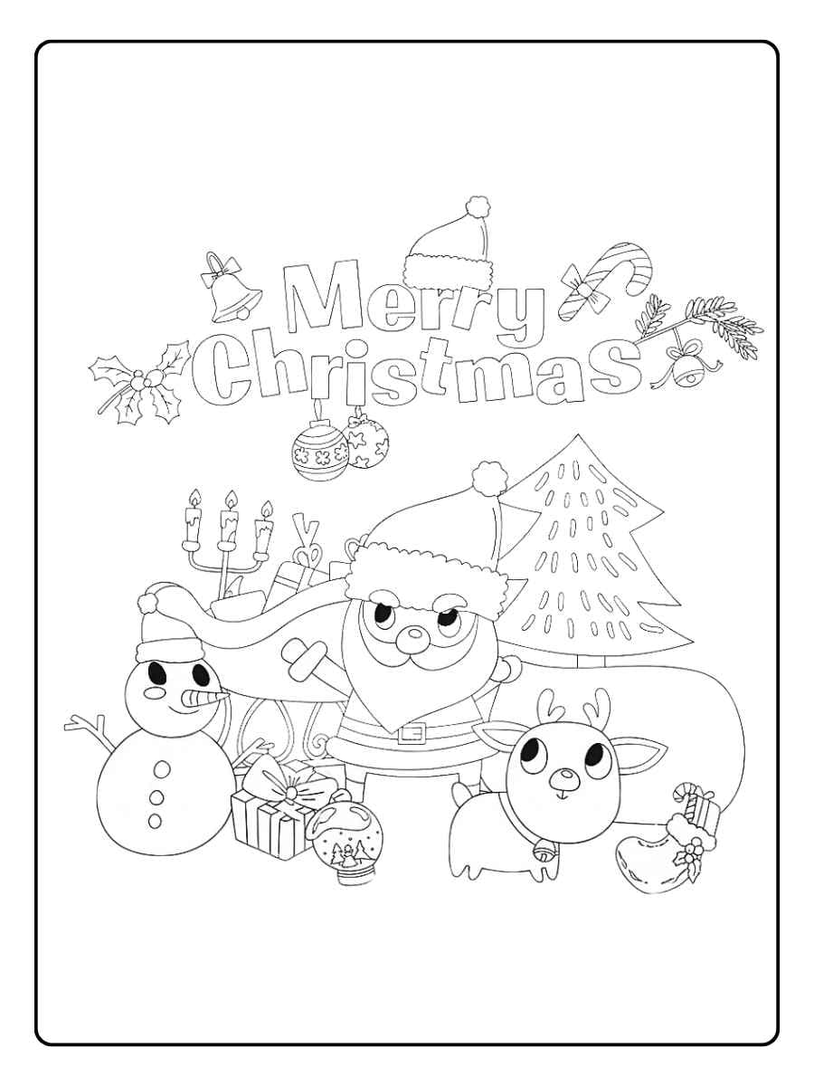 Outline of Reindeer with Striped Scarf christmas holiday coloring pages