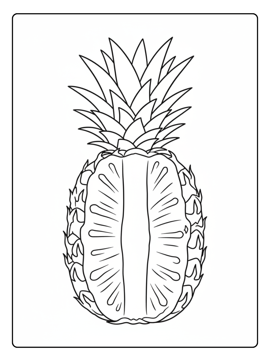 Pineapple Coloring Page – Cut Pineapple