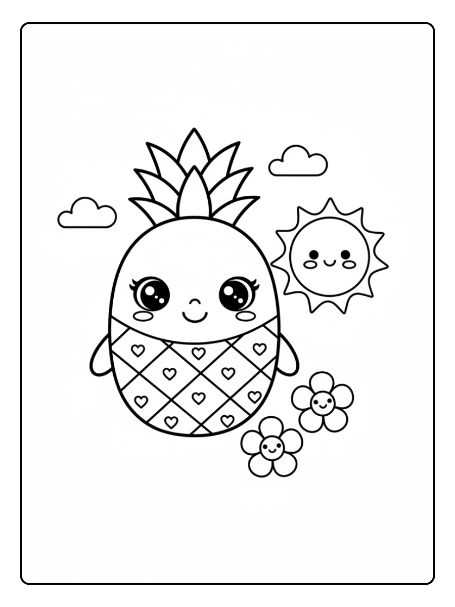 Pineapple Coloring Page – Pineapple Preschool Coloring