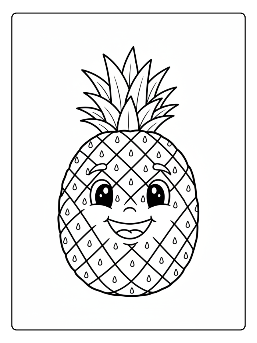 Pineapple Coloring Page – Smiling Pineapple