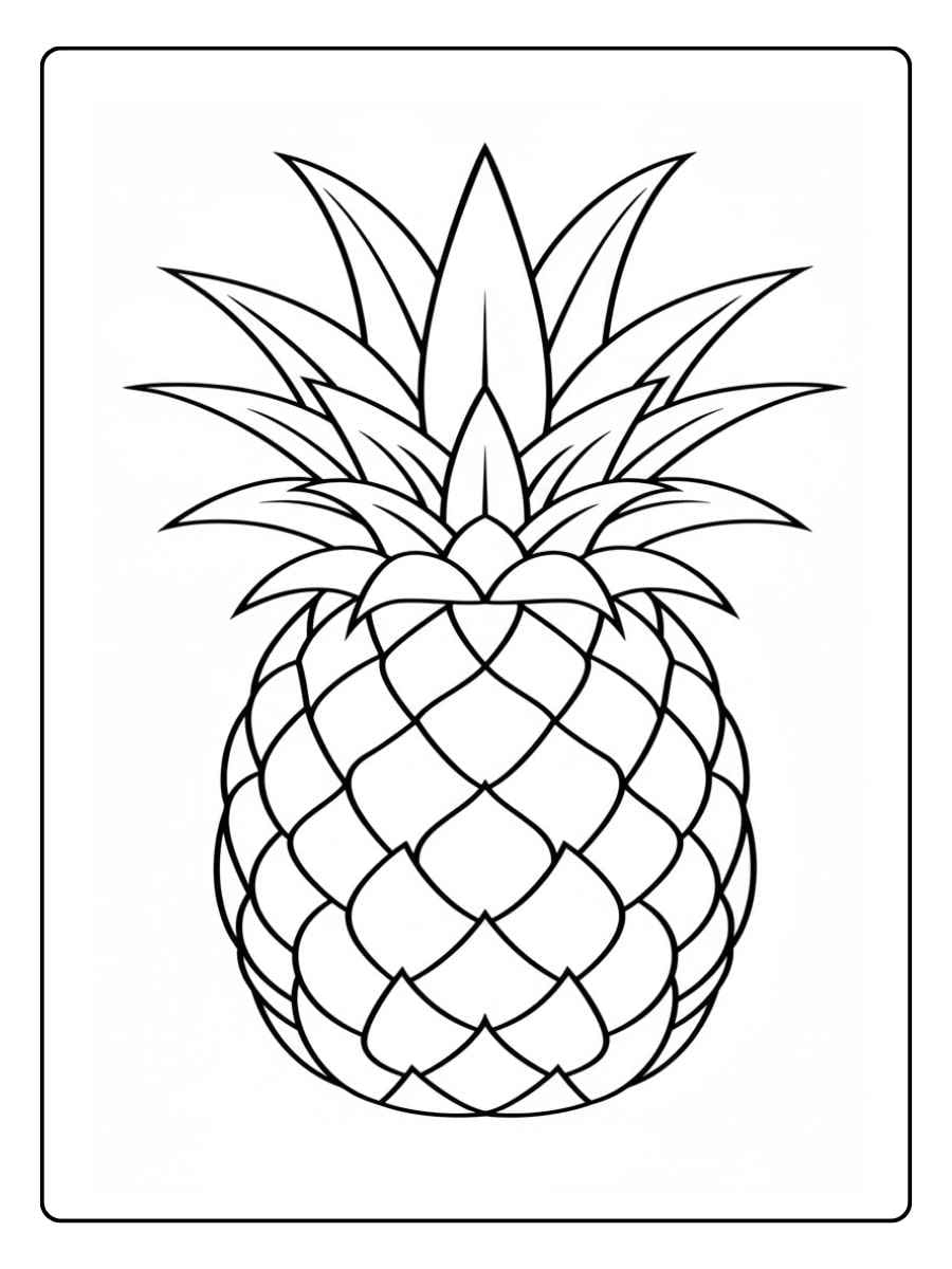 Pineapple coloring page detailed pineapple fruit outline
