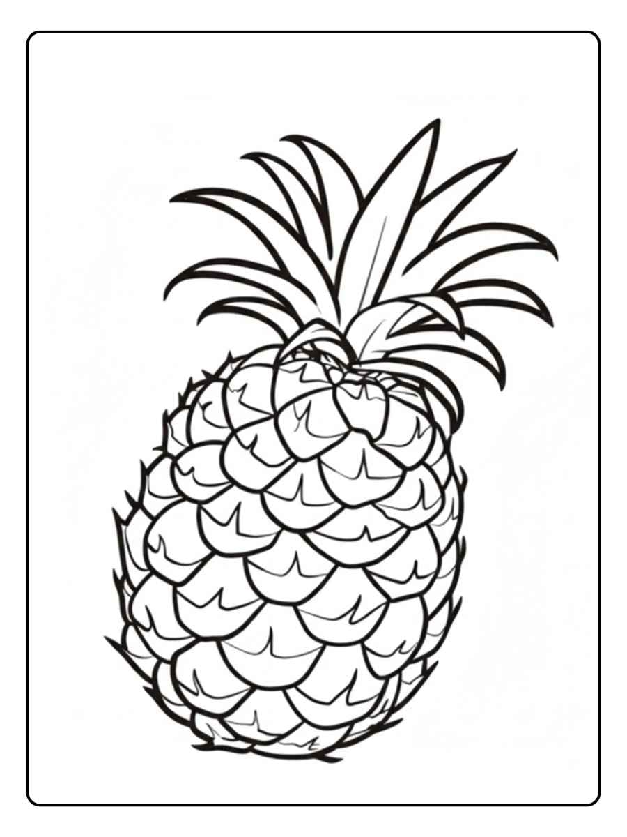 Pineapple coloring page realistic whole pineapple illustration