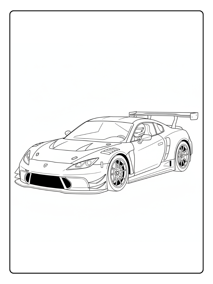Race Car Coloring Pages – GT Race Car