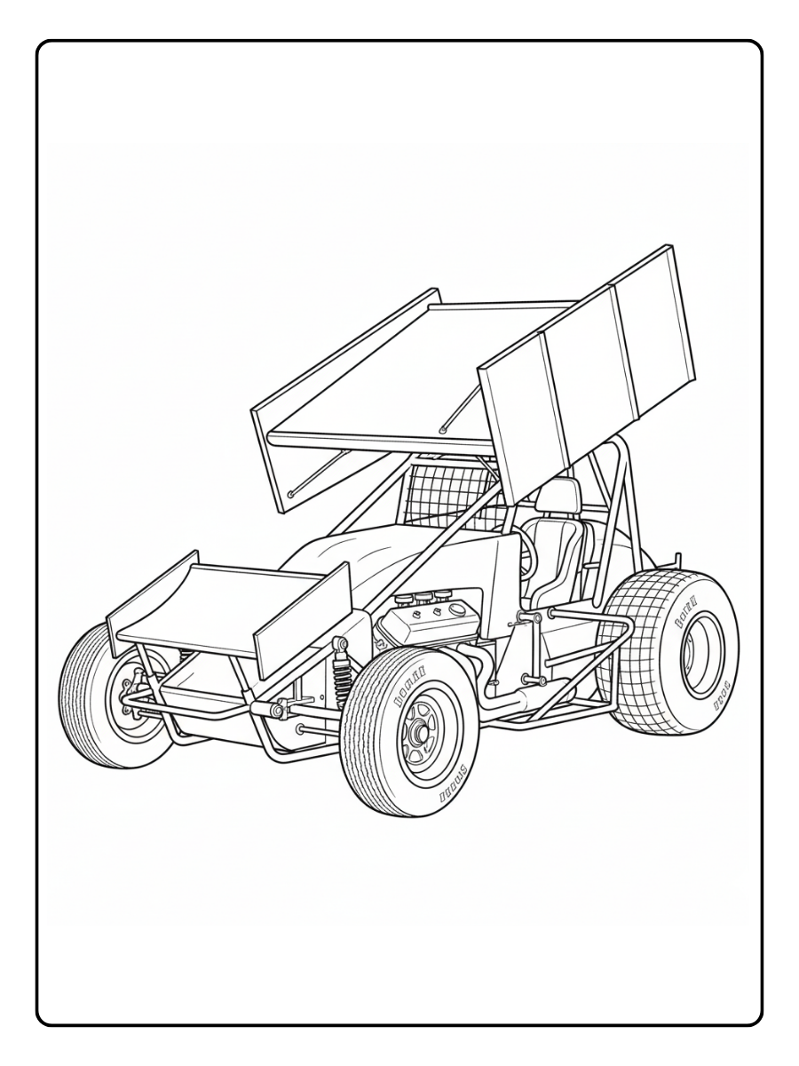 Race Car Coloring Pages – Sprint Car
