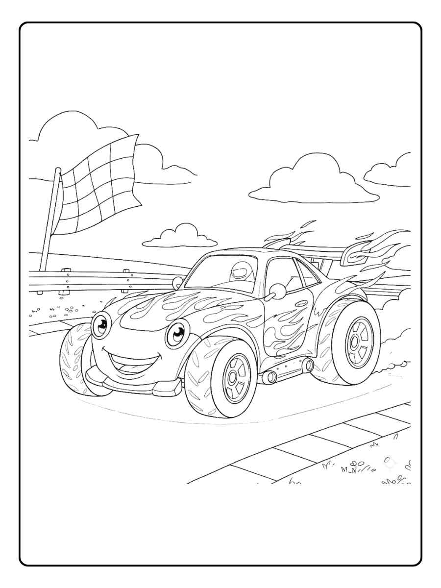 Racing Car on Track Race Car Coloring Page