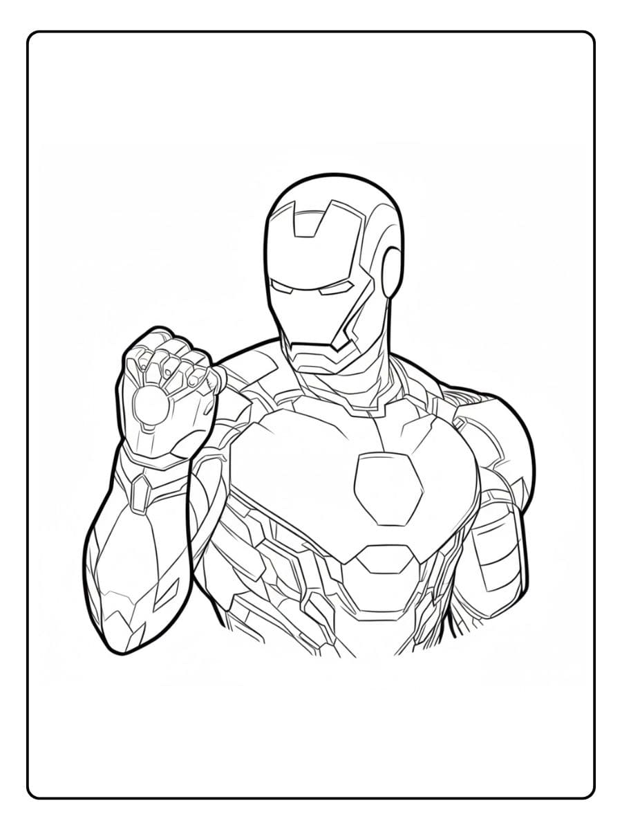 Ready to Punch Iron Man Coloring Pages Outline