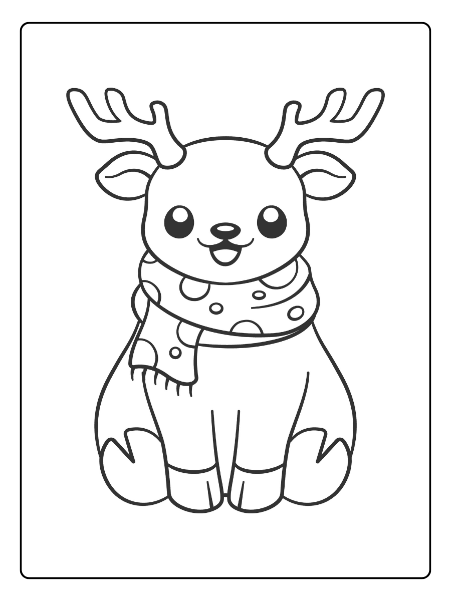 Reindeer Christmas Coloring Page