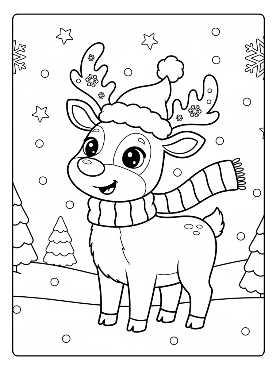 Reindeer Coloring Pages – Cartoon Reindeer
