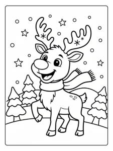 Reindeer Coloring Pages – Happy Reindeer